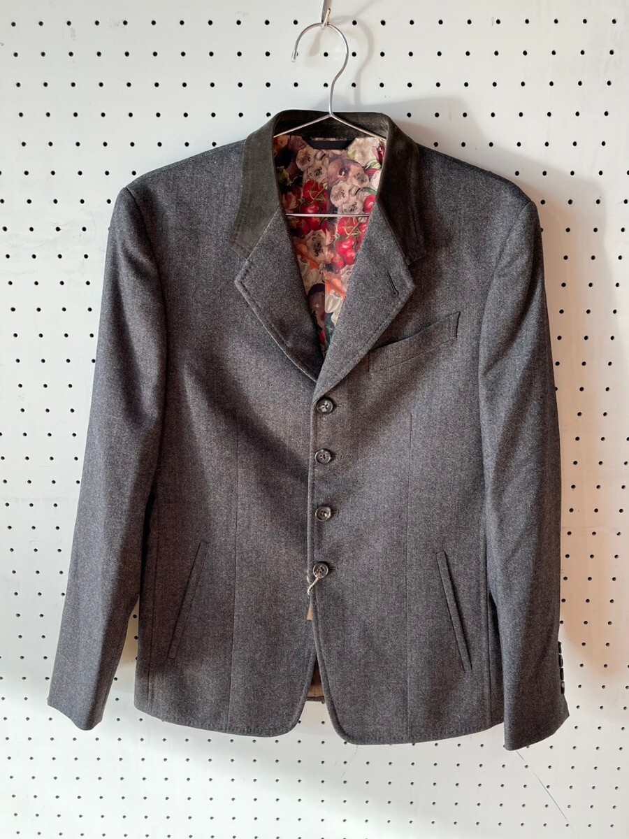 PAUL SMITH COLLECTION ポールスミス コレクション ウール フルーツ 総柄 ベロア スーツ セットアップ サイズM グレー PAUL SMITH COLLECTION ポールスミス コレクション ウール フルーツ 総柄 ベロア スーツ セットアップ サイズM グレー
