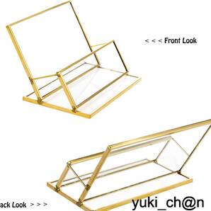 名刺スタンド 名刺立て カード立て ガラス カードケース オフィス 名刺収納 真鍮 事務用品 台形 ゴールド 11 x 7x 6cm