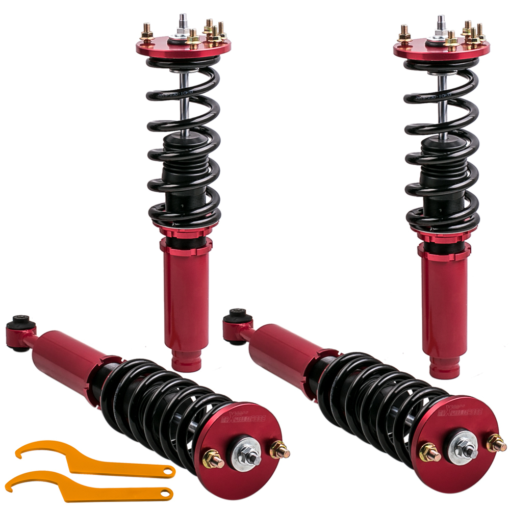 車高調 アコード CF CL サスペンション 98-02 全長調整式 レッド ホンダ Maxpeedingrods