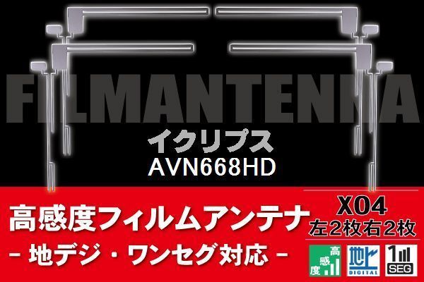 地デジ ワンセグ フルセグ フィルムアンテナ 右2枚 左2枚 4枚 セット イク
