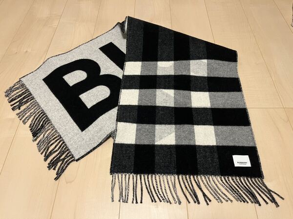 BURBERRY バーバリー マフラー カシミア100% 未使用に近い 大判マフラー リバーシブル 送料無料!!!