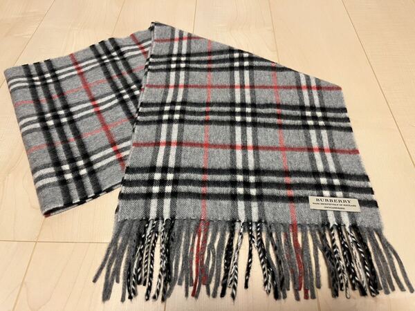 BURBERRY バーバリー マフラー カシミア100% グレー 未使用に近い 送料無料!!!