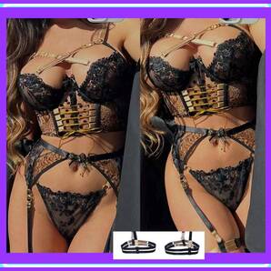 ★超素敵★ヒョウ柄★ガーターランジェリーセット★アンダーワイヤー★メッシュ★ボーン入★Wガーターリング付★大人チャーミング★A127