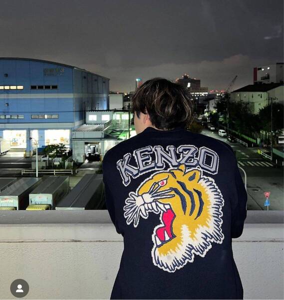 新品 KENZO タイガー 刺繍 ニット ネイビー L Varsity セーター