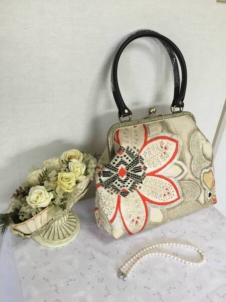 花ぷらら・オリジナル・ハンドメイド・カバン・がま口バック・リメイク・帯・お出掛け・お洒落・普段使い・フォーマル・223