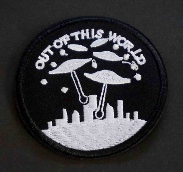 《都市侵攻UFO黒円》黒円US夜空捕獲■『OUT OF THIS WORLD』新品■ 宇宙人 UFO エイリアン ■刺繍ワッペン■サバゲー ミリタリー■衣服DIY