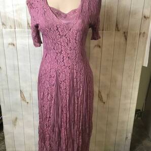 送込 ヨーロッパ アメリカ古着 花柄総レース ロングワンピース マキシドレス ヴィンテージドレス 昭和レトロ ボヘミアン