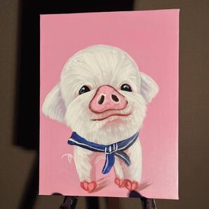 手書き油絵 ミニぶたさん 絵画 インテリア 油彩画