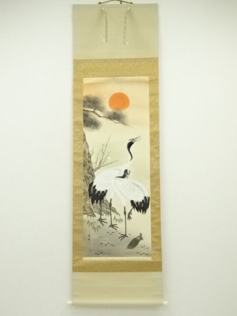楽天市場】【中古】【書画】越智秋月筆 松竹梅鶴亀 肉筆絹本掛軸