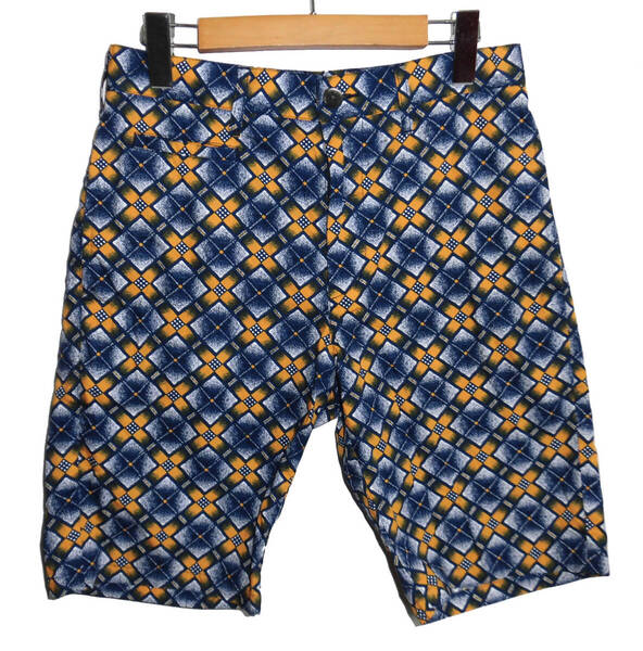 美品 Johnbull ジョンブル 11874SHK バティックプリント パターンショーツ ショートパンツ M