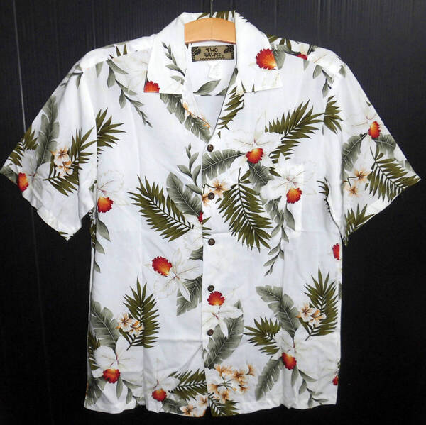 美品 TWO PALMS トゥーパームス USA製 パイナップル柄 レーヨン アロハシャツ S MADE IN HAWAII