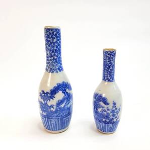 【送料無料・蔵出し・2個セット】伊万里 お神酒 徳利 レトロ 染付 酒器 古美術 骨董品