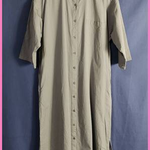 WH‐383‐2☆春夏秋☆新品☆送料込み☆即決☆ナチュラル系☆綿☆カッターシャツより少し厚手☆M~L☆ワンピース☆薄めのカーキ系