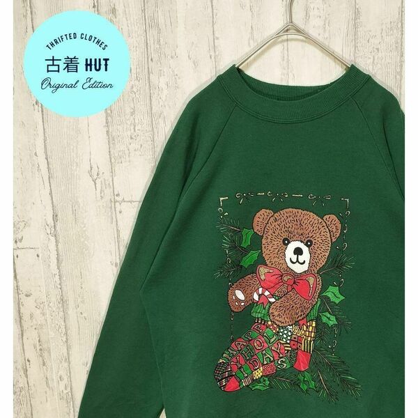 Hanes ビンテージ古着 USA製 ラグランスウェット ビッグプリント #h667