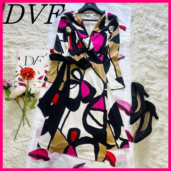 【美品】DIANEvonFURSTENBERG ラップワンピース シルク 2 ダイアンフォンファステンバーグ M