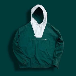 90s J.CREW ツートンコットンアノラックパーカー ハーフジップ グリーン ジェイクルー プルオーバー マウンテンパーカー ヴィンテージ