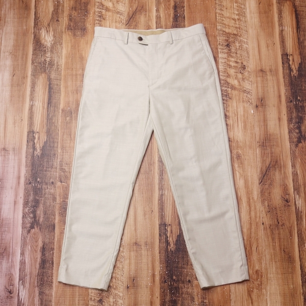 美品 バナナリパブリック BANANA REPUBLIC テーラードスリムウールスラックス メンズ ビジネス カジュアル 32R Lサイズ ベージュ NQ16
