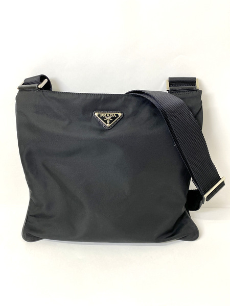 【★即決★】 ≪状態良好≫ PRADA プラダ テスート ショルダーバッグ 斜め掛け ブラック ナイロン 三角ロゴ 黒 VA0053
