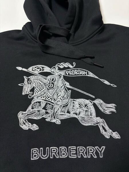 新品《 BURBERRY バーバリー 》Embroidered EKD Cotton Hoodie L black エンブロイダリー フーディ ブラック ロゴ スウェット パーカー