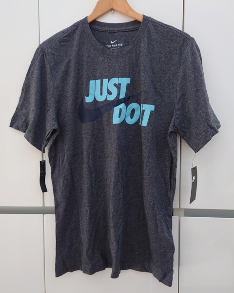 NIKE ナイキ 半袖 Tシャツ メンズ Mサイズ グレー系 × 水色 綿 ロゴ トップス