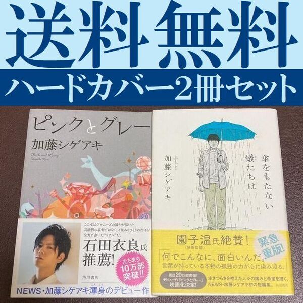 送料無料 2冊 加藤シゲアキ ピンクとグレー 傘をもたない蟻たちは ハードカバー