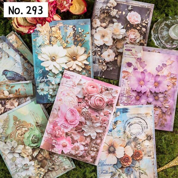 【293】 (花と人物) コラージュ 素材紙 デザインペーパー まとめ売り 6種