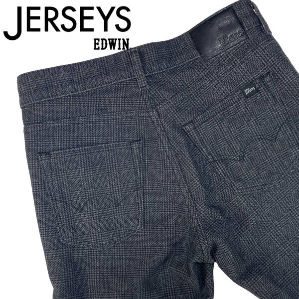 EDWIN エドウィン ER03WF サイズS (約79cm W31相当) JERSEYS グレンチェック ストレッチ パンツ グレー ジャージーズ
