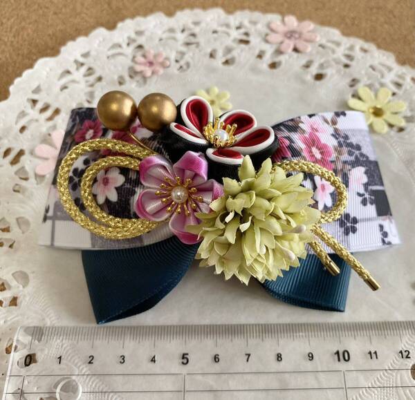 ハンドメイド リボン 和風ヘアクリップ 11 着物や袴 卒業式 七五三 髪飾り ネコポス送料込み