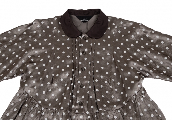 トリコ コムデギャルソンtricot COMME des GARCONS シャイニードットラウンドカラーシャツワンピース モカS 【レディース】 トリコ コムデギャルソンtricot COMME des GARCONS シャイニードットラウンドカラーシャツワンピース モカS 【レディース】