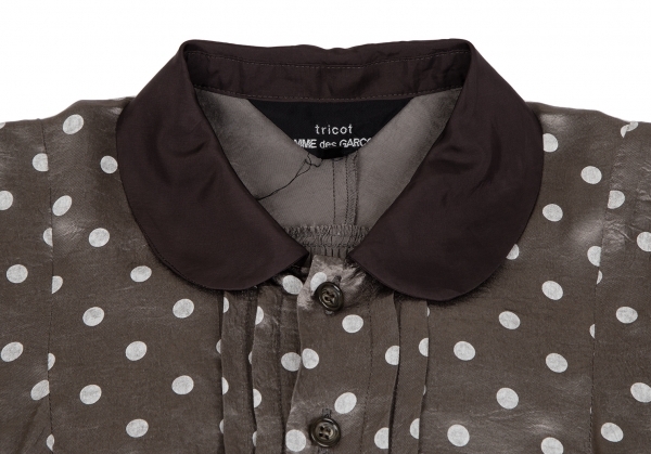トリコ コムデギャルソンtricot COMME des GARCONS シャイニードットラウンドカラーシャツワンピース モカS 【レディース】 トリコ コムデギャルソンtricot COMME des GARCONS シャイニードットラウンドカラーシャツワンピース モカS 【レディース】