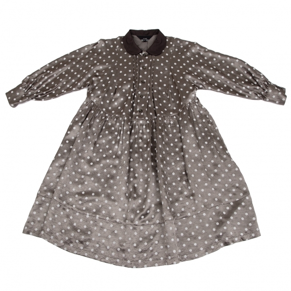 トリコ コムデギャルソンtricot COMME des GARCONS シャイニードットラウンドカラーシャツワンピース モカS 【レディース】 トリコ コムデギャルソンtricot COMME des GARCONS シャイニードットラウンドカラーシャツワンピース モカS 【レディース】
