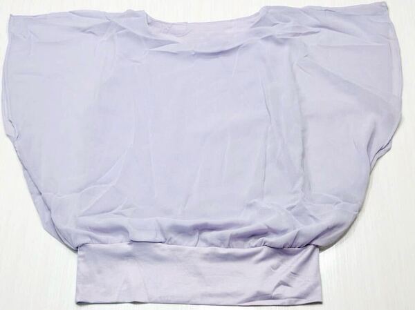 (送料無料)新品未使用品 JUNOAH ジュノア レディース シフォントップス ブラウス☆パープル☆サイズM 着丈62㎝肩幅37㎝胸囲88㎝袖丈26㎝