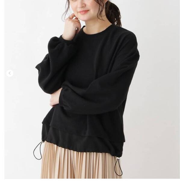 新品 SHOO・LA・RUE/Cutie B londeレイヤード風ボリュームスリーブカットソー ブラック(019) 03(L) 定価2198円