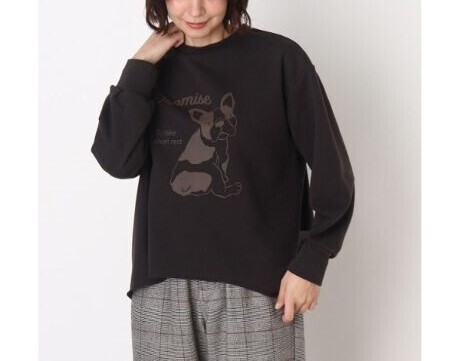 ラスト 新品 SHOO・LA・RUE/Cutie Blonde アニマルアソートプルオーバージャージ チャコールグレー(014) 01(S) 定価2197円
