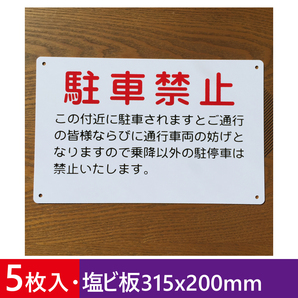 5枚入塩ビ板 駐車厳禁 駐車お断り 駐車禁止 車両出入口看板 交通安全標識 出入口につき駐 私有地 停車禁止 防水屋外対応 日本製