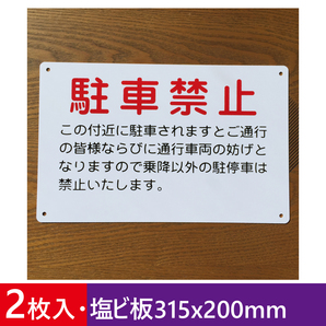 2枚入塩ビ板 駐車厳禁 駐車お断り 駐車禁止 車両出入口看板 交通安全標識 出入口につき駐 私有地 停車禁止 防水屋外対応 日本製