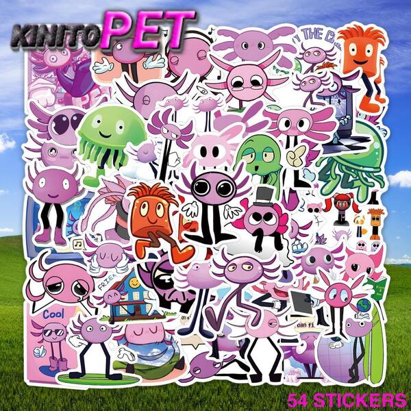 KinitoPET 54枚セット PVC 防水 シール 大量 キニトペット ホラー ゲーム マスコット Windows ウィンドウズ ウーパールーパー 海外 アニメ