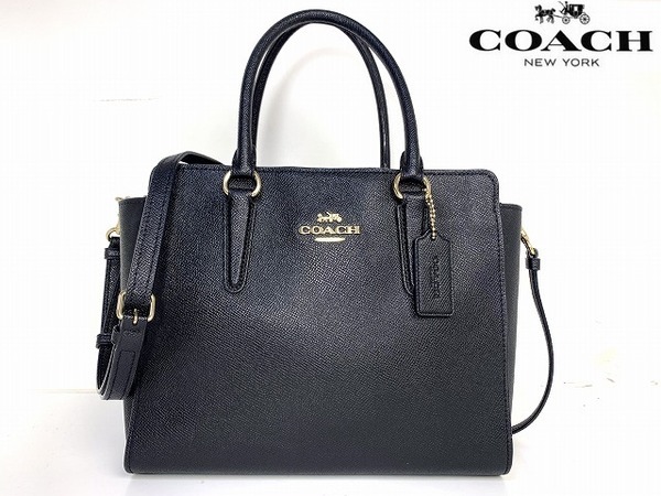 美品★送料無料★ コーチ COACH レザー リア サッチェル 2Way ショルダーバッグ トートバッグ ハンドバッグ ブラック