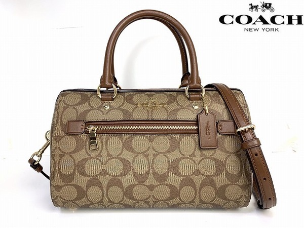 新品同様★送料無料★ コーチ COACH ラグジュアリー シグネチャー ローワン サッチェル 2Way ショルダーバッグ ハンドバッグ