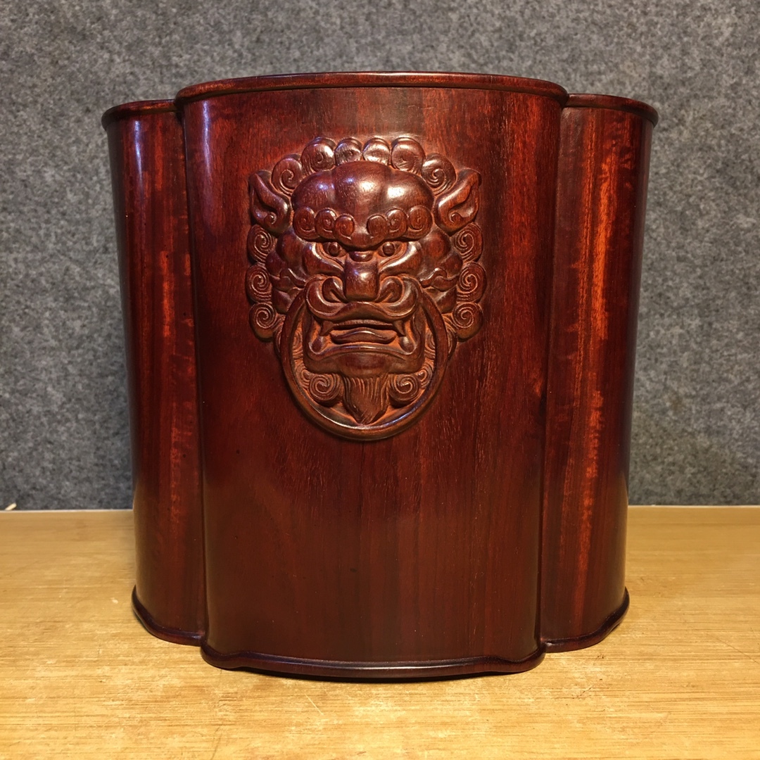 値頃 彫刻 大葉黄花梨 清時代 珍品旧蔵* 筆立て 古 極細工 賞物 置物 木工、竹工芸