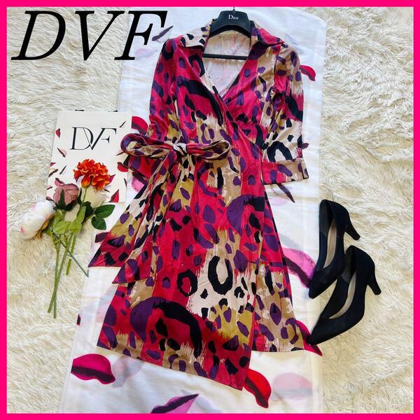 【美品】DIANEvonFURSTENBERG ラップワンピース レッド 2 M ダイアンフォンファステンバーグ