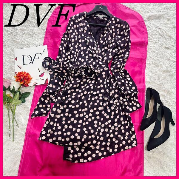 【美品】DIANEvonFURSTENBERG ラップワンピース シフォン 4 ダイアンフォンファステンバーグ L