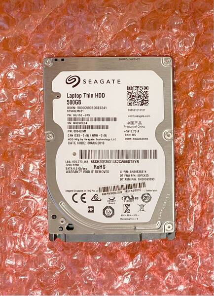 (中古・美品・使用時間1,500時間以内) 内蔵型 2.5インチHDDハードディスク 500GB(送料込み)