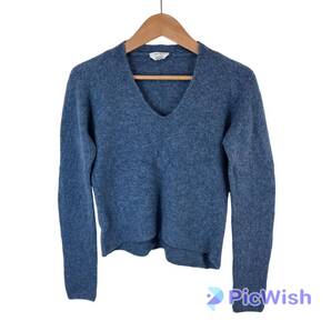 Max Mara マックスマーラ ladies レディース ニット セーター トップス 長袖 V首 Vネック カジュアル size:M collar:ブルー系