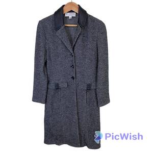 st john collection marie gray セントジョン ladies レザー切り替え ツイード ロング チェスター コート アメリカ製 size:4(S)