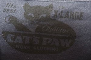 ST61 Cat's tsu Poe CATS PAW б/у одежда карман футболка XL большой размер футболка темно-синий серия футболка одноцветный футболка / Old & retro стиль 