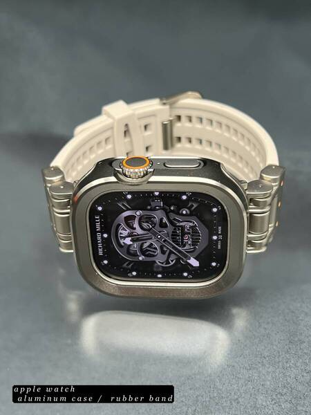 49mm 49ミリ ウルトラ アップルウォッチ アルミニウム カバー ケース サンド ホワイト ラバー ベルト バックル ultra Apple Watch