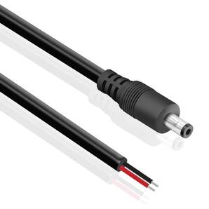 【特価セール】オス DCジャック 16AWG 5.5x2.1mm 10A 大電流用 DC電源ケーブル DCプラグ 0.5m+1m