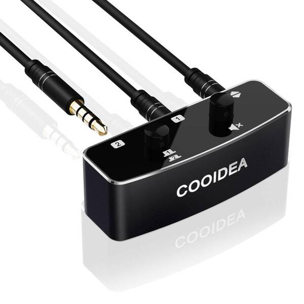 【特価商品】Cooidea 3.5mm ステレオオーディオスイッチャー ミュートボタン付き - 1入力2出力または2入力1出力、2