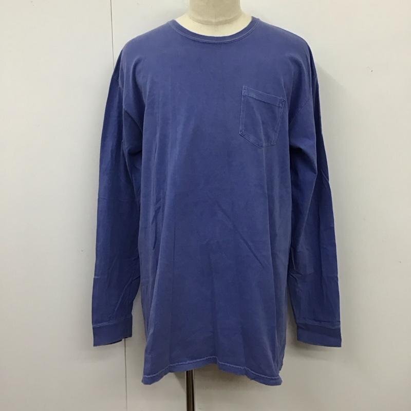 STUSSY XL ステューシー Tシャツ 長袖 クルーネック 胸ポケット ロンT 後染め T Shirt 青 / ブルー / 10118089
